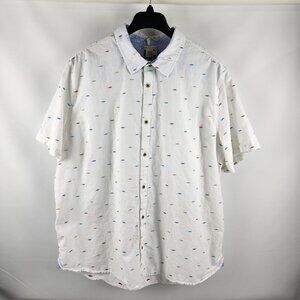 Carbon 2 Cobalt Shirt Mens XXLT White Multi Geometric S/S Button Up